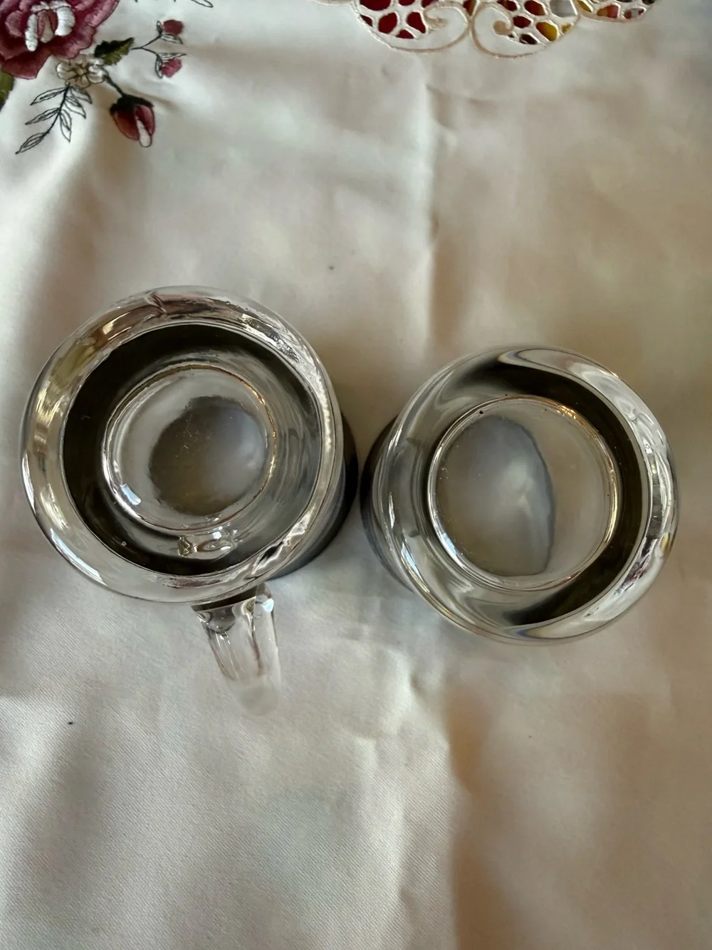 Dorothy Thorpe MCM Platinum Sterling Silver Band Sugar/Creamer.